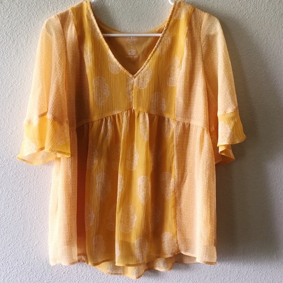 NWOT St.John’s Bay Yellow Patterned Blouse - Picture 1 of 6